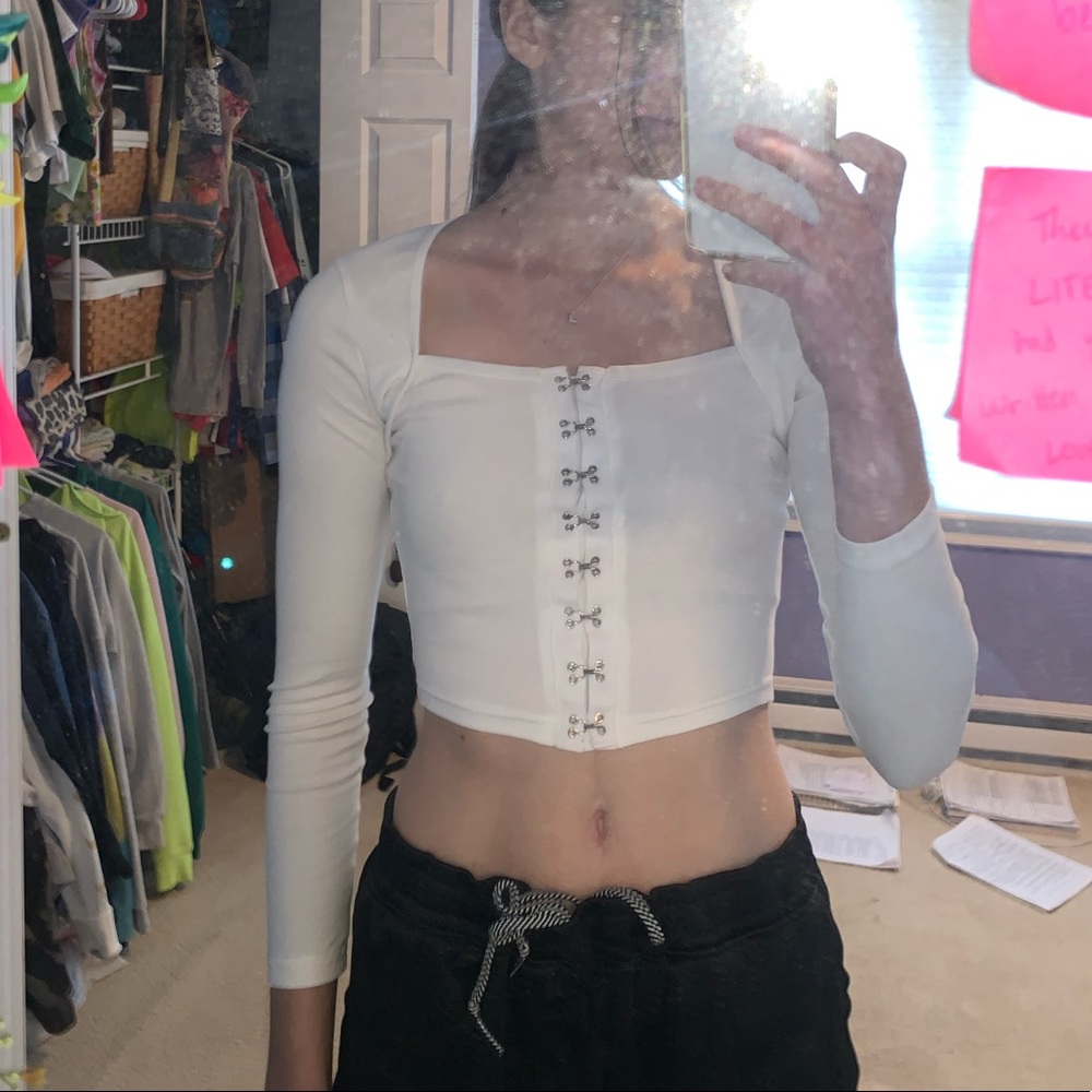 White long sleeve top